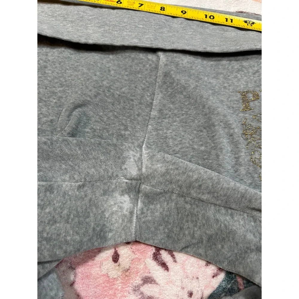 Y2K RARE‎ Victoria's Secret PINK Gray Foldover Waist Velour Pants Flare Leg XS - Picture 5 of 11